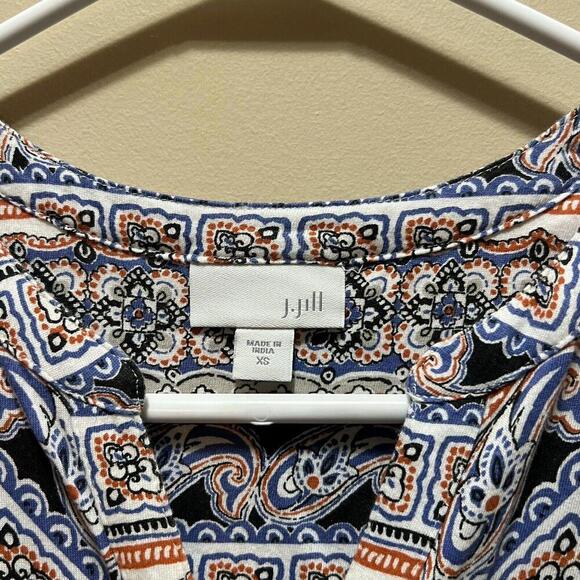 J. JILL Women's XS Abstract Print Shirt Layered Scoop‎ Sleeveless Pockets - Picture 3 of 3